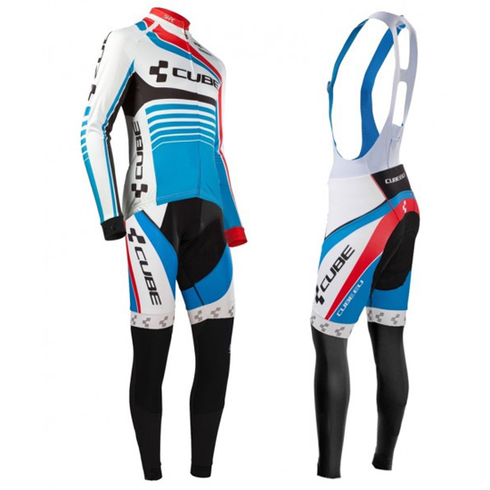 2016 Maillot Cube Tirantes Mangas Largas Azul Y Blanco